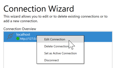 Connection wizard dialog screenshot